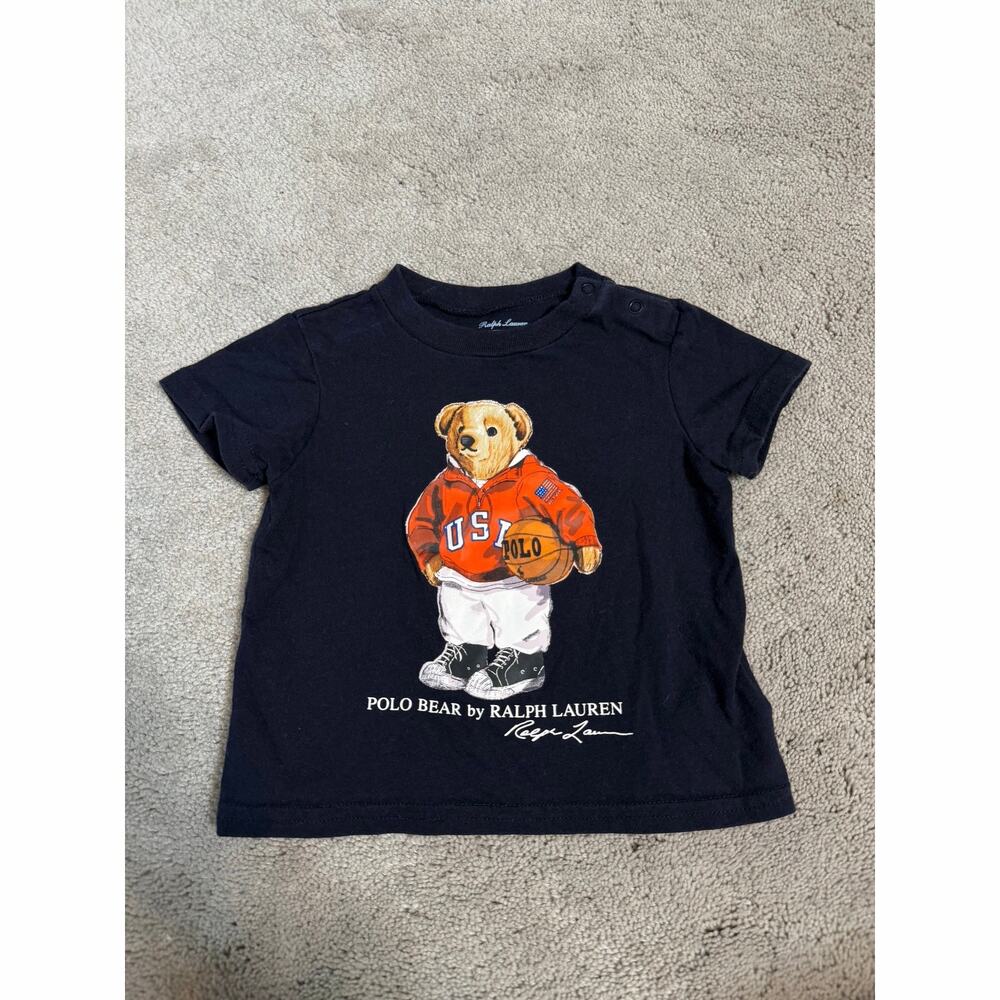 Polo by Ralph Lauren Polo Bear Basketball USA Size 6 Months Navy Blue T Shirt